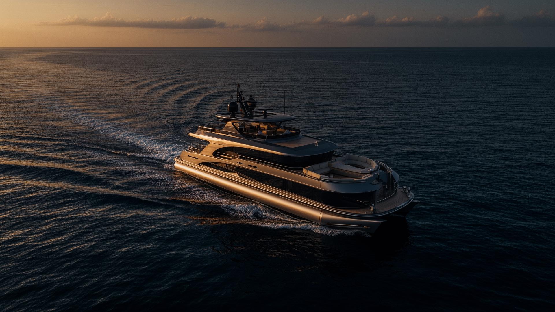 Embarcação premium navegando em alto mar